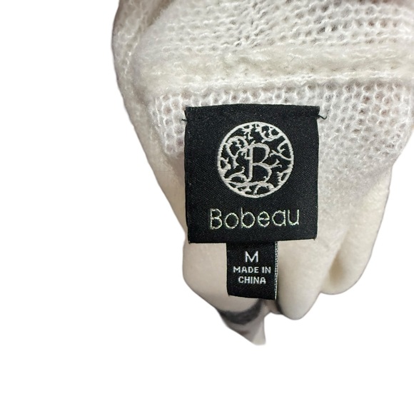 Bobeau Longline Open Front Cardigan Cream Geometric Knit Size M - Picture 6 of 10